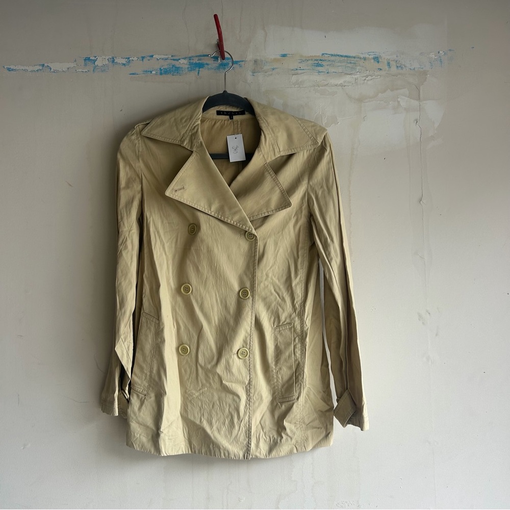Theory Beige Double-Breasted Trench Coat